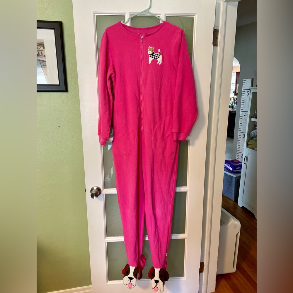 Nick & Nora Pink Puppy Footie Pajamas.